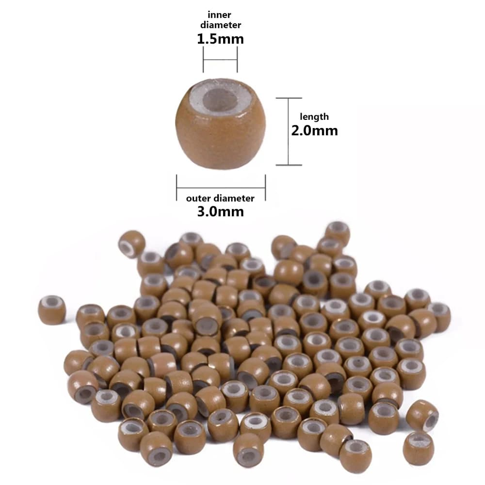 Nano anneaux en Silicone de 3mm, 500 pièces, anneaux en cuivre avec perles de cheveux doublées de Si