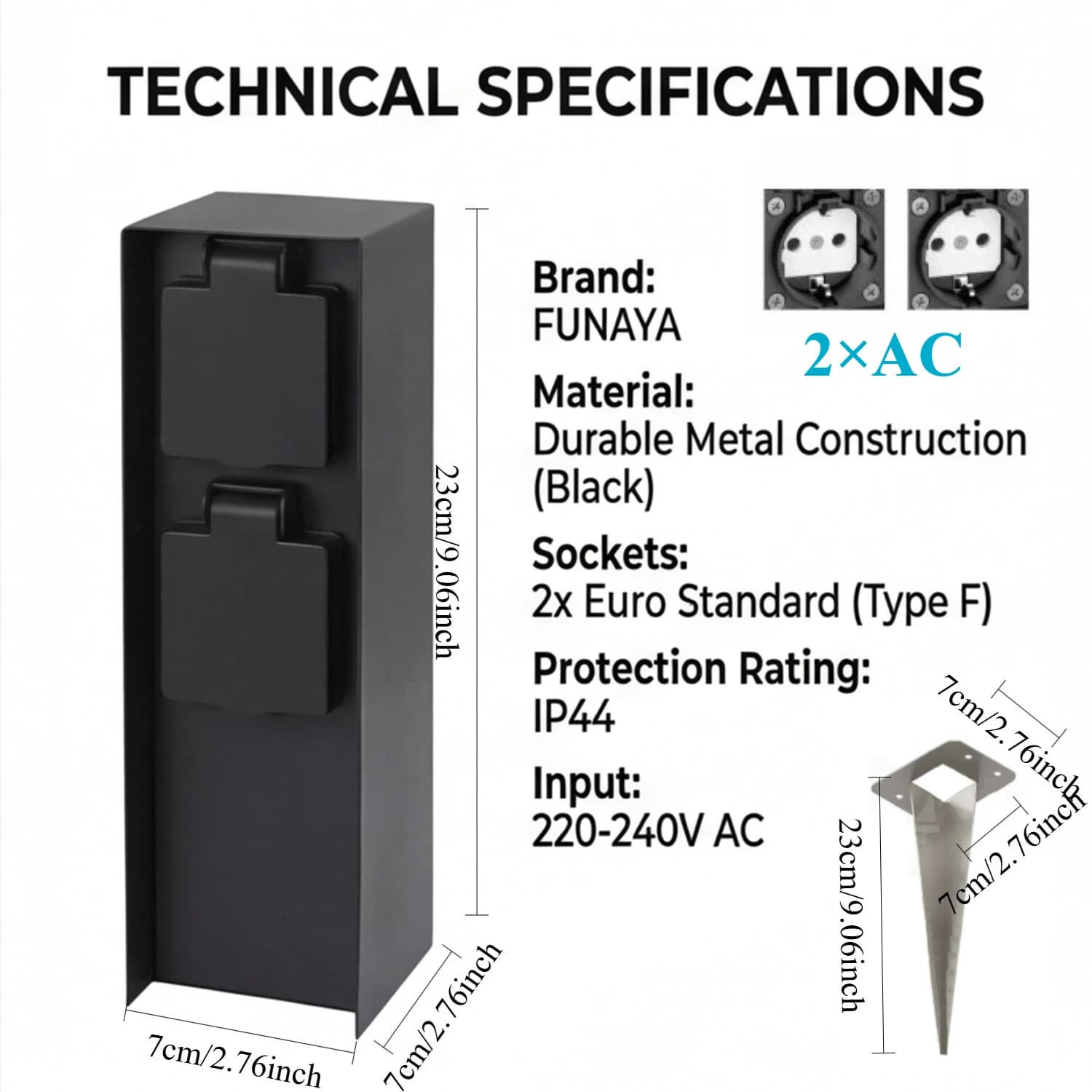 Prise extérieure étanche IP44 FUNAYA, universelle UE KR US UK, double prise de courant AC220 250V po
