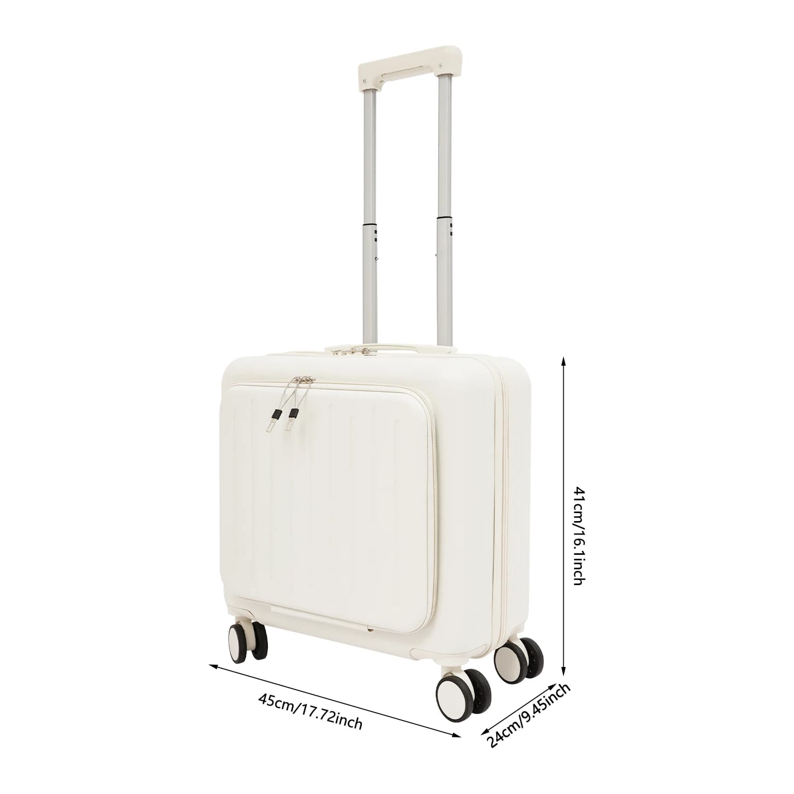 Valise cabine ABS 18 pouces avec ouverture frontale 180° °   Valise de voyage avec compartiment pour