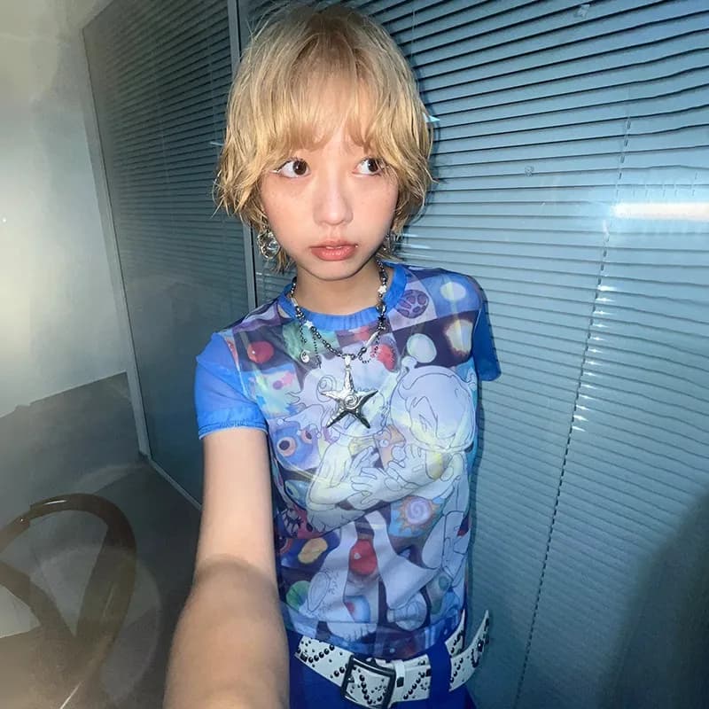 Karrram japonais Y2k Anime imprimé T-shirt 2000s Harajuku manches courtes haut en maille Vintage est