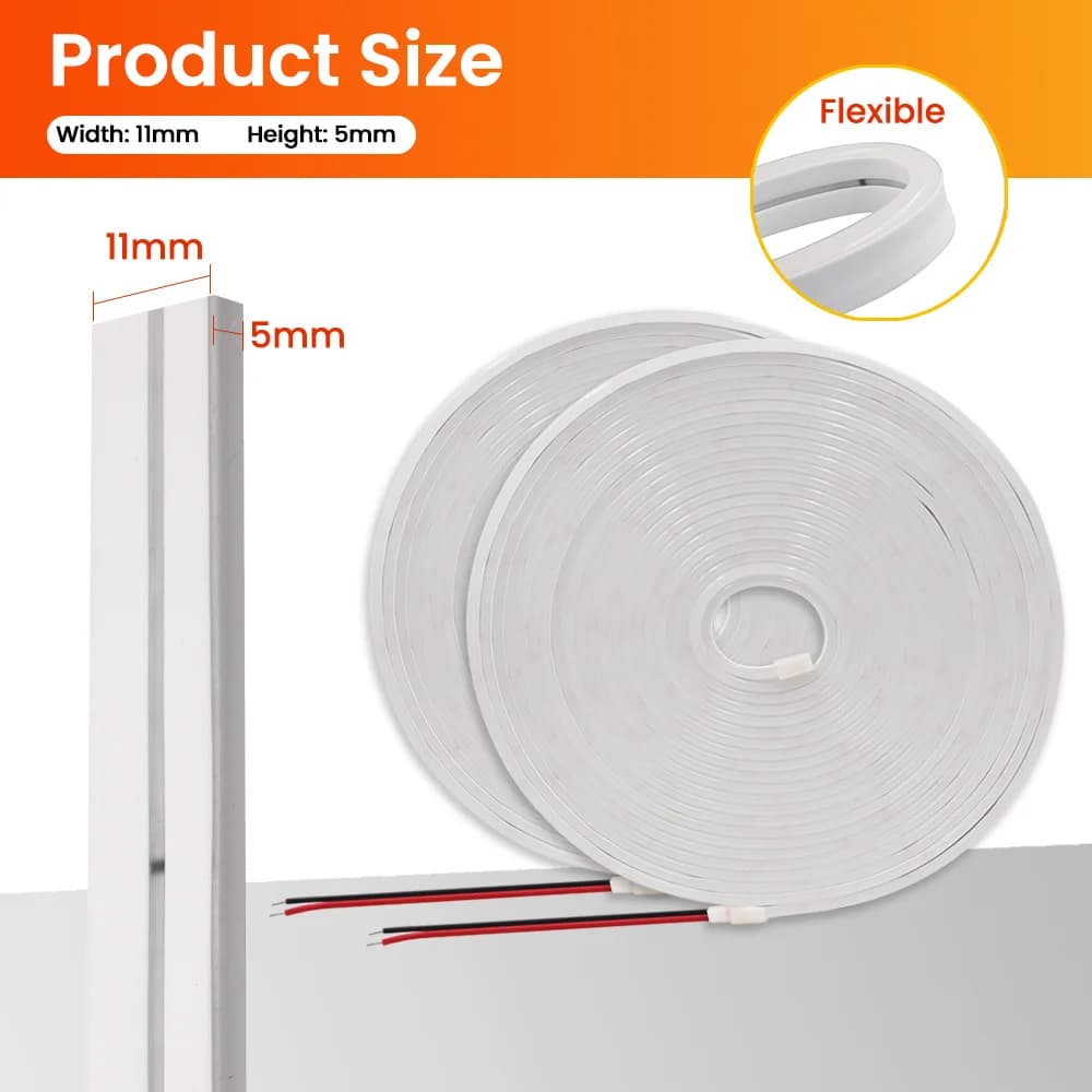Bande Lumineuse Néon LED 12V 24V, Corde Étanche, Lampe Flexible en Silicone, Décoration de la Maison