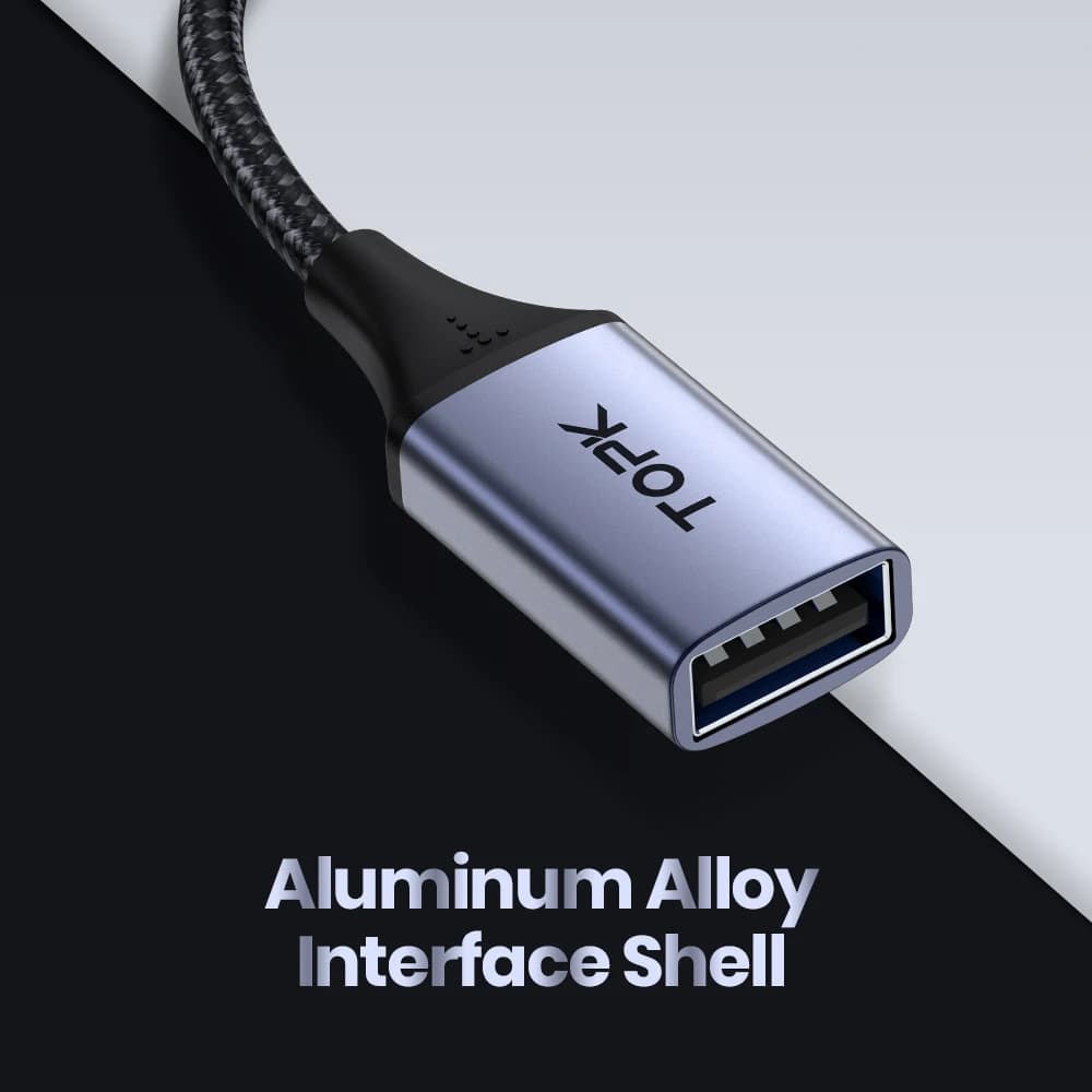 TOPK USB C à USB A Dapter OTG Câble Type C Mâle à USB 3.0 2.0 Femelle Câble pour MacBook Pro Samsung