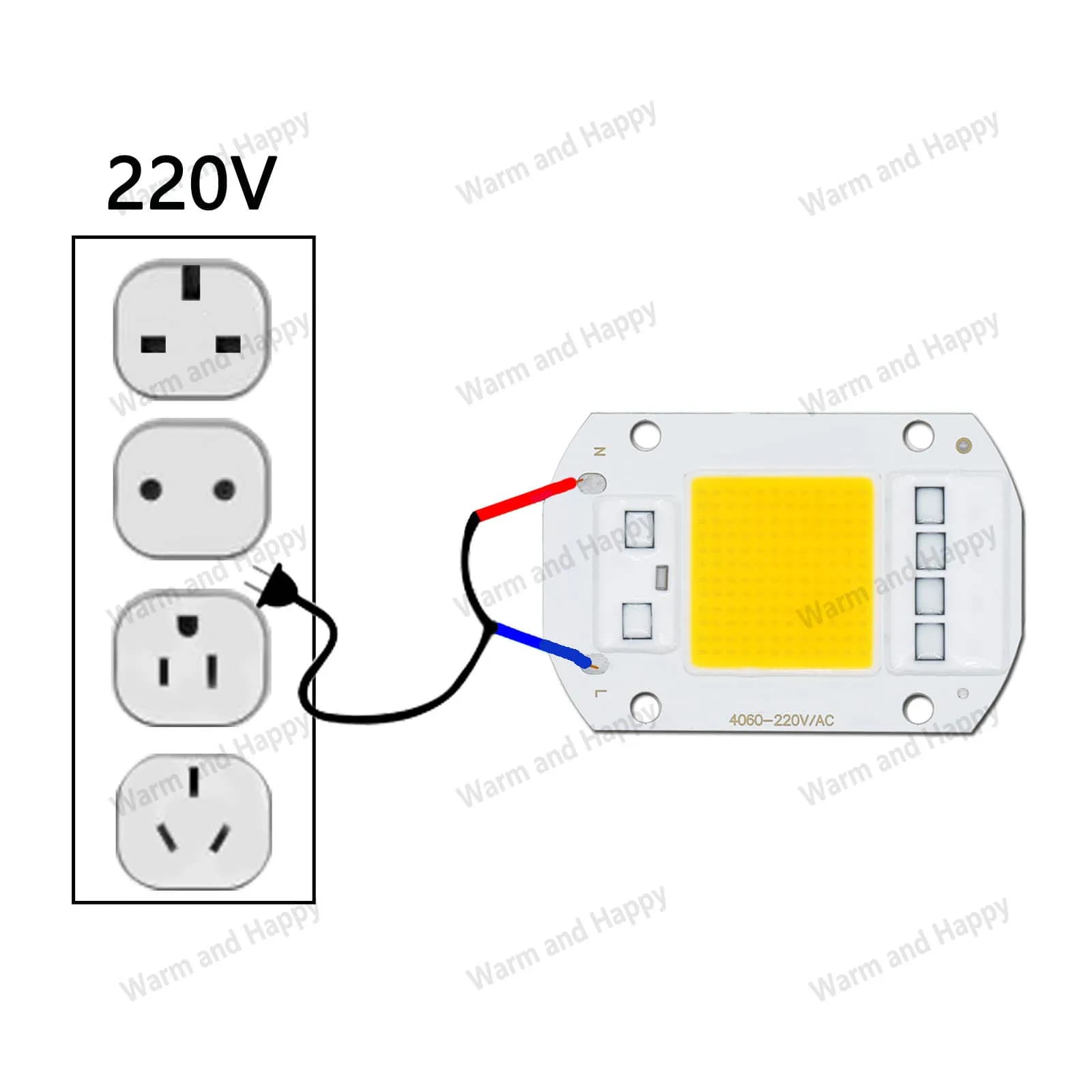 Puces IC intelligentes pour budgétaire LED, 10 pièces, 50W, AC 220V, pas besoin de pilote, COB, perl