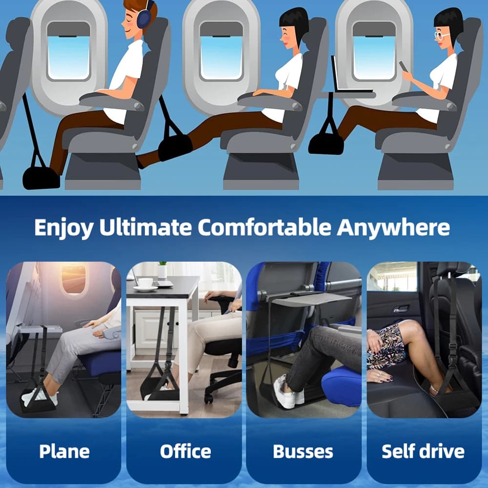 Hamac pour les pieds d'avion, avec coussin de sécurité, sangle réglable, avec mousse de menstruation