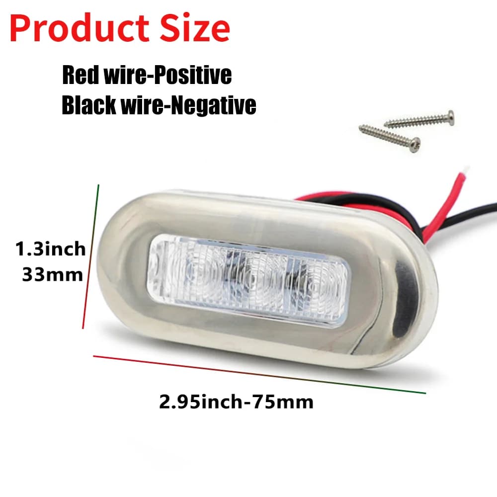 10 pièces 12V Yacht bateau marin encastré lentille transparente LED oblongue escalier pont lampe en 