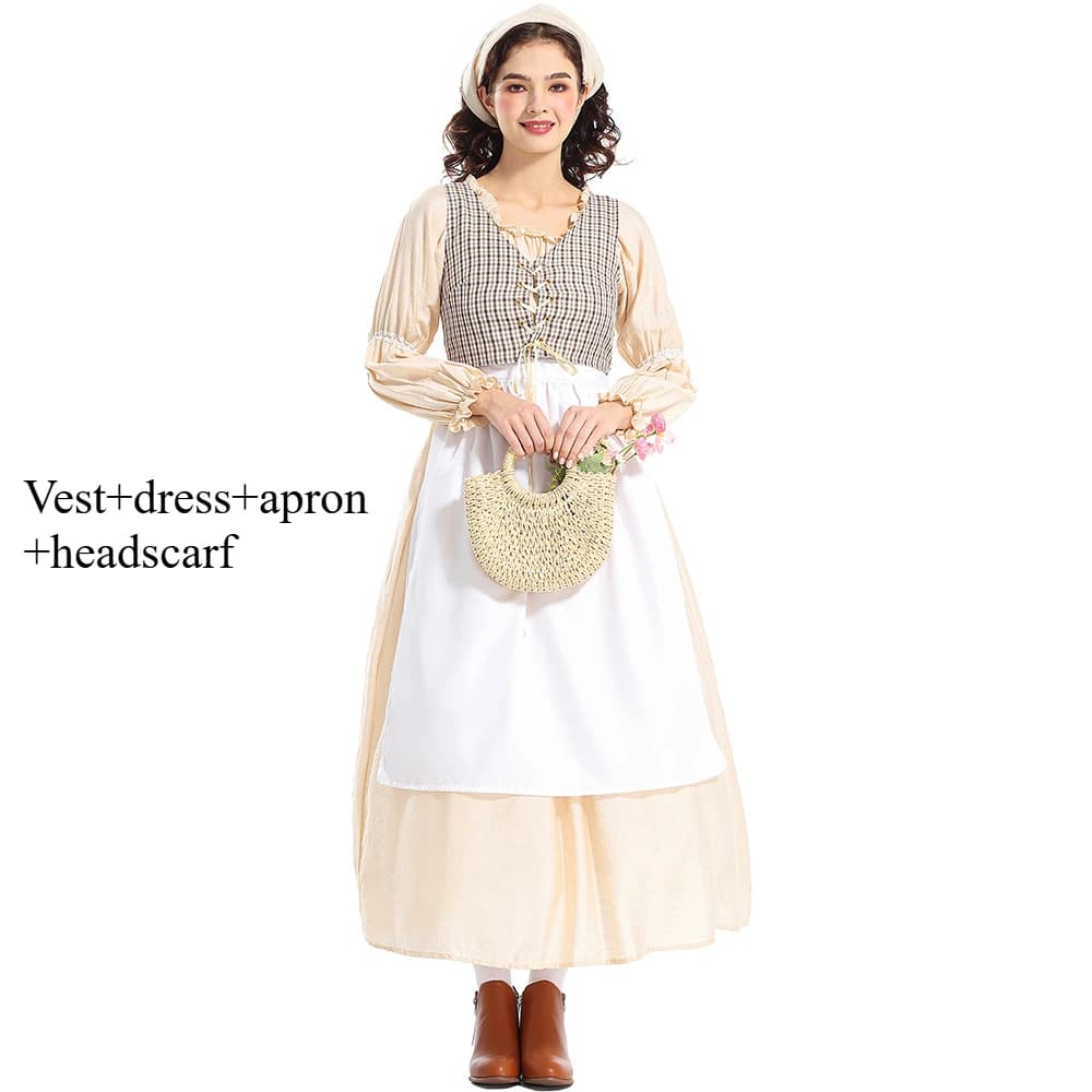 Carnaval Halloween Costume dame petite maison sur la prairie Costume Thanksgiving Village européen f