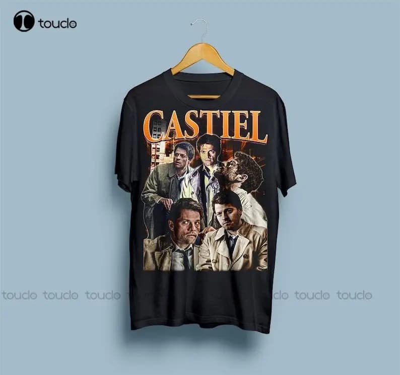Castiel Chemise Série Tv 90S sourire naturel Tshirt Vintage Graphique T Shirt Film Unisexe Crewneck 