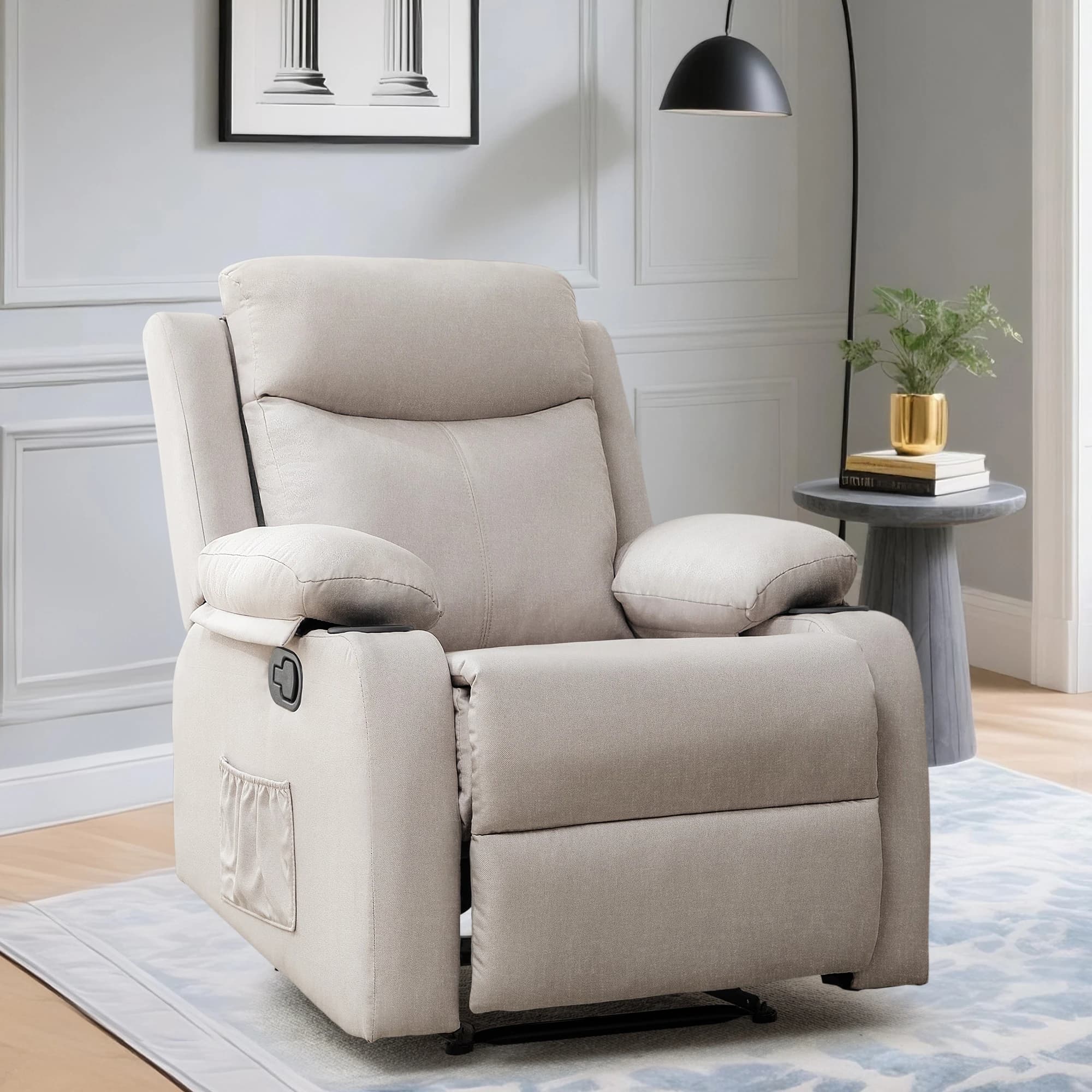Korser Petites fauteuils inclinables pour petits espaces, chaise inclinable manuelle avec porte-gobe
