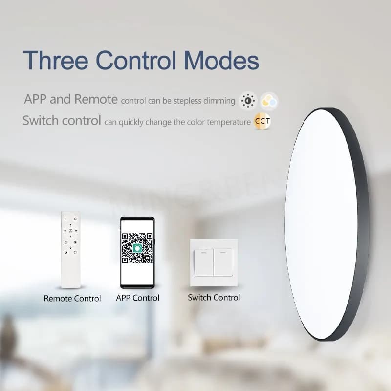 MING & BEN Smart LED plafonniers 18,5 pouces rond moderne LED plafonnier avec APP télécommande régla