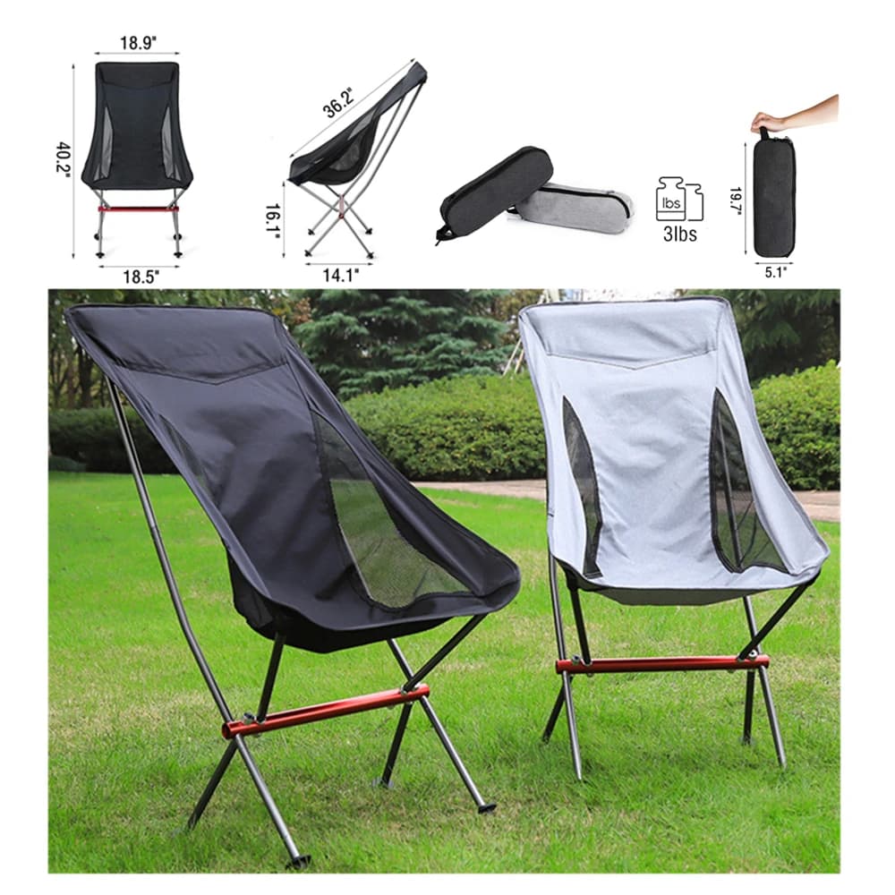 Chaise lunaire pliante ultralégère, en alliage d'aluminium, pour camping, plage, pêche, pique-nique,