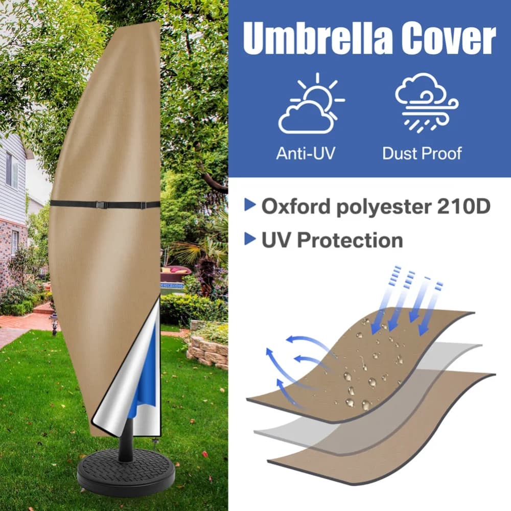 Housse de Parasol de jardin avec tige et anneau de traction, Protection UV 210D Oxford, tissu imperm