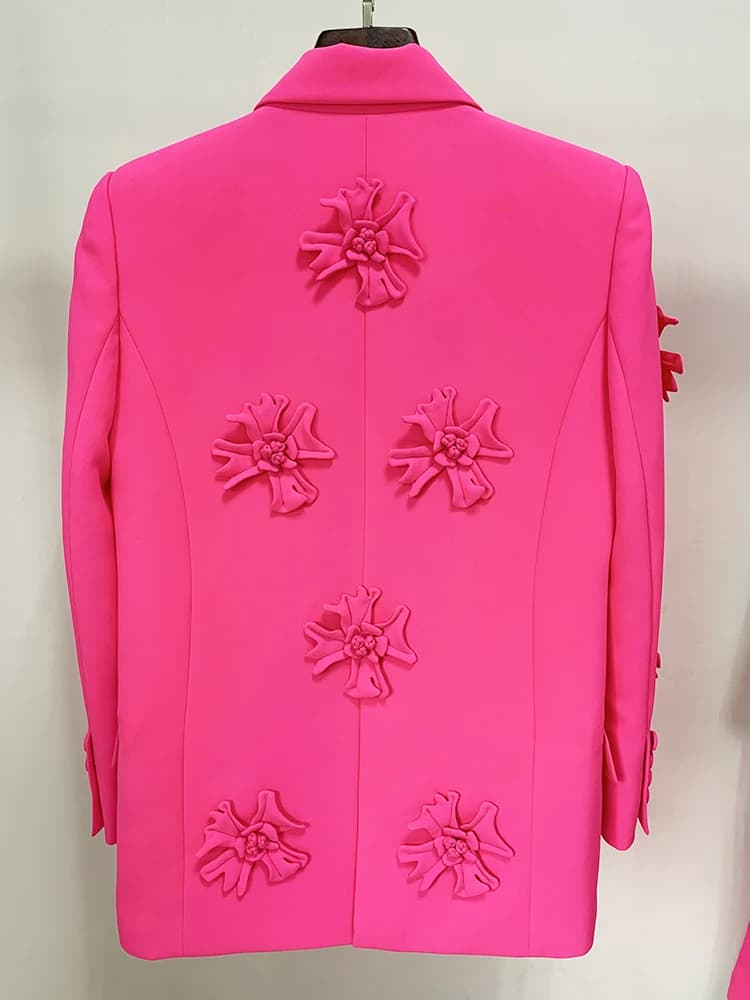 HIGH STREET Nouveauté 2026 Blazer long pour femme de créateur, à double boutonnage, avec appliques f