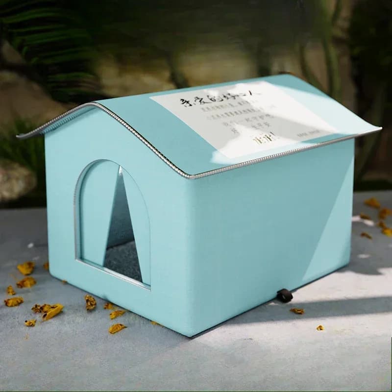 Maison extérieure pour chat en tissu Oxford de haute qualité avec support - Abri isolé avec doublure