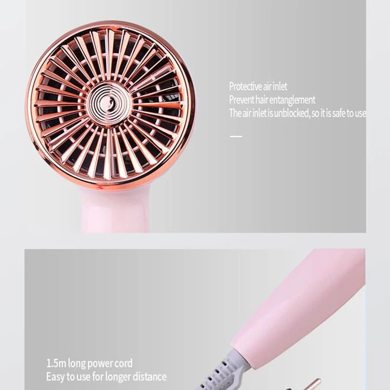 Kemei sèche-cheveux Compact pliable à poignée Portable souffleur à faible bruit sèche-cheveux vent c