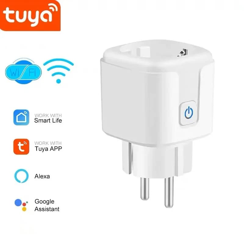 Prise intelligente Tuya EU WIFI 16/20A avec moniteur de puissance, minuterie, commande vocale compat