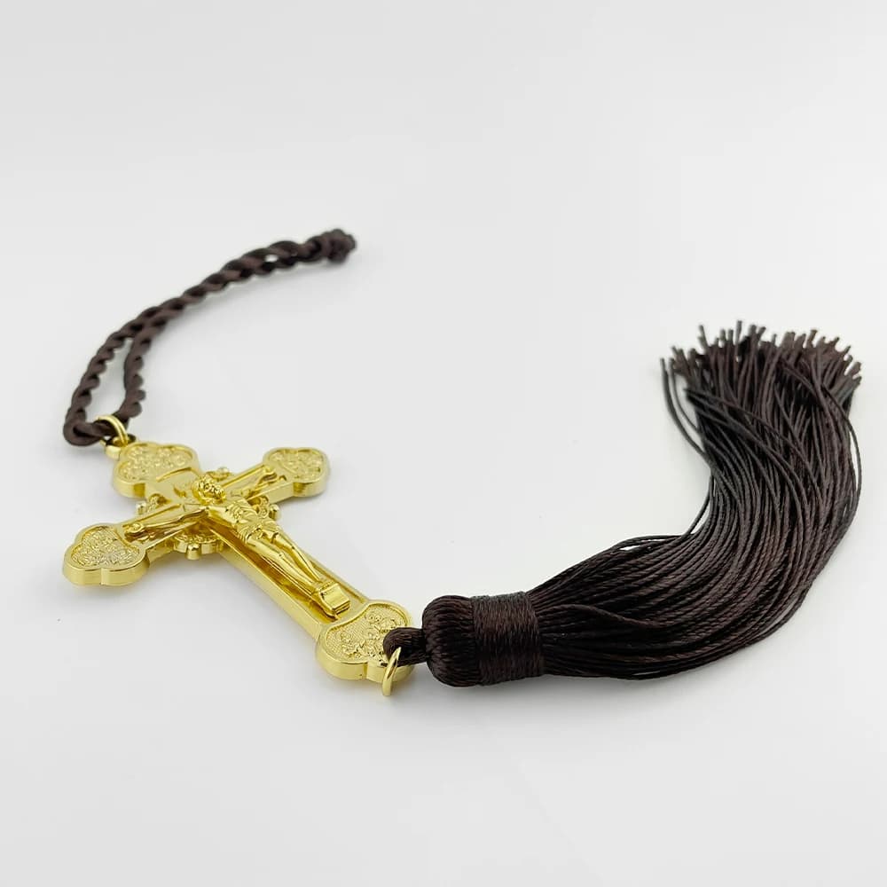 HTISOK Pendentif croix orthodoxe Jésus Statue du Christ Crucifix Pendentif de voiture Décor religieu