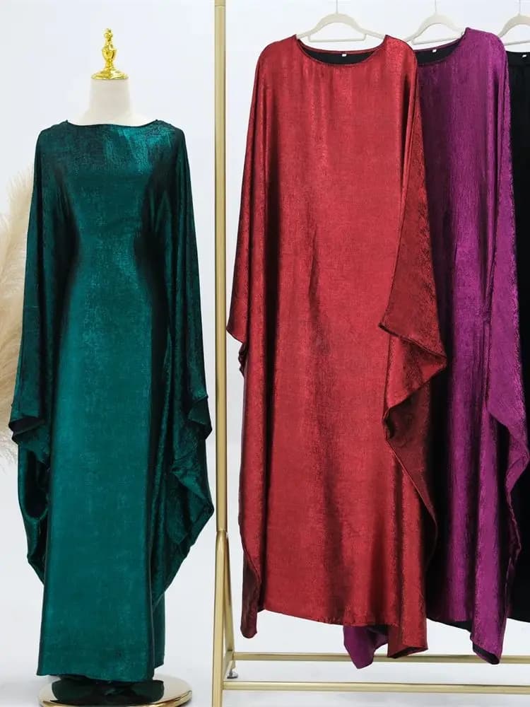Maxi Abaya en Satin pour Femme Musulmane, Robe de Luxe Style Dubaï, Caftan Islamique Marocain, 2024