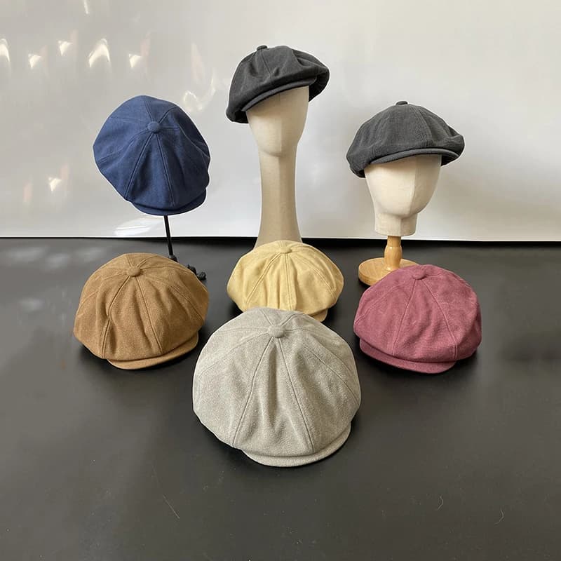 Béret plat respirant en coton vintage pour hommes et femmes, casquettes Bakerboy, chapeau Newsboy, b