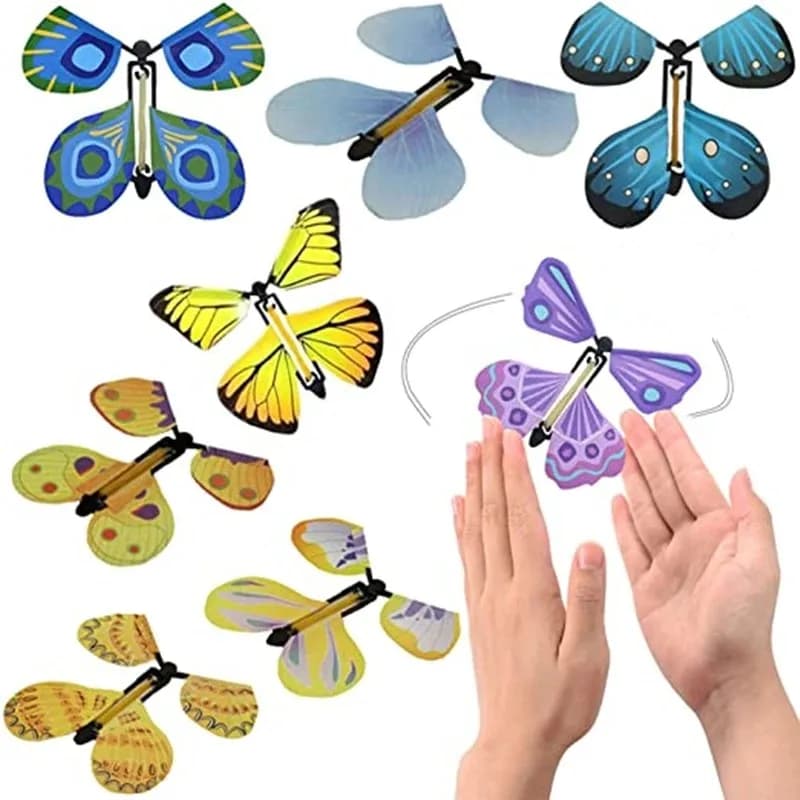 Jouet à remonter papillon volant magique dans le ciel, 10 pièces, cartes alimentées avec bande de ca