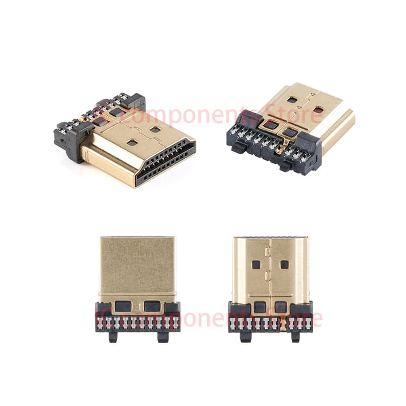 Connecteur d'interface HDMI HD SMD 19 broches 19P, prise HDMI verticale à Angle droit, prise PCB à m