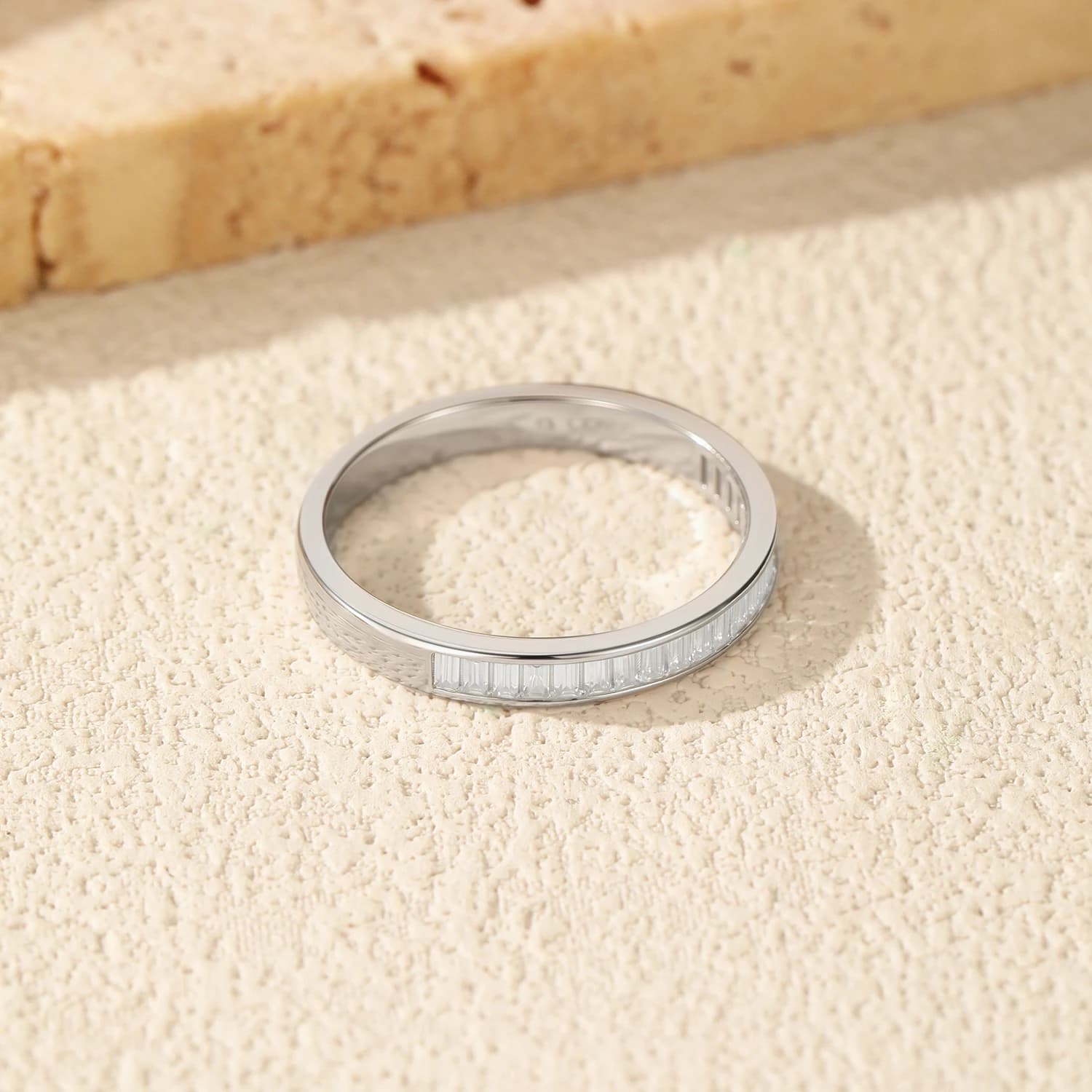 MODIAN – bagues empilables rectangulaires en Moissanite, couleur D éblouissante, en argent Sterling 
