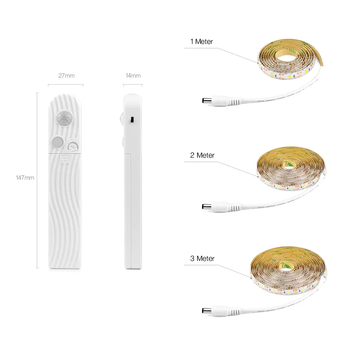 Bande lumineuse LED avec détecteur de mouvement PIR sans fil, pour armoire sous le lit, escaliers, p