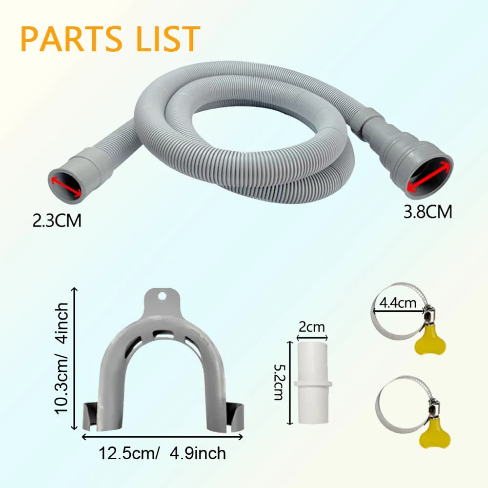 Kit de tuyau de vidange pour Machine à laver et lave-vaisselle, comprenant un tuyau ondulé Flexible,