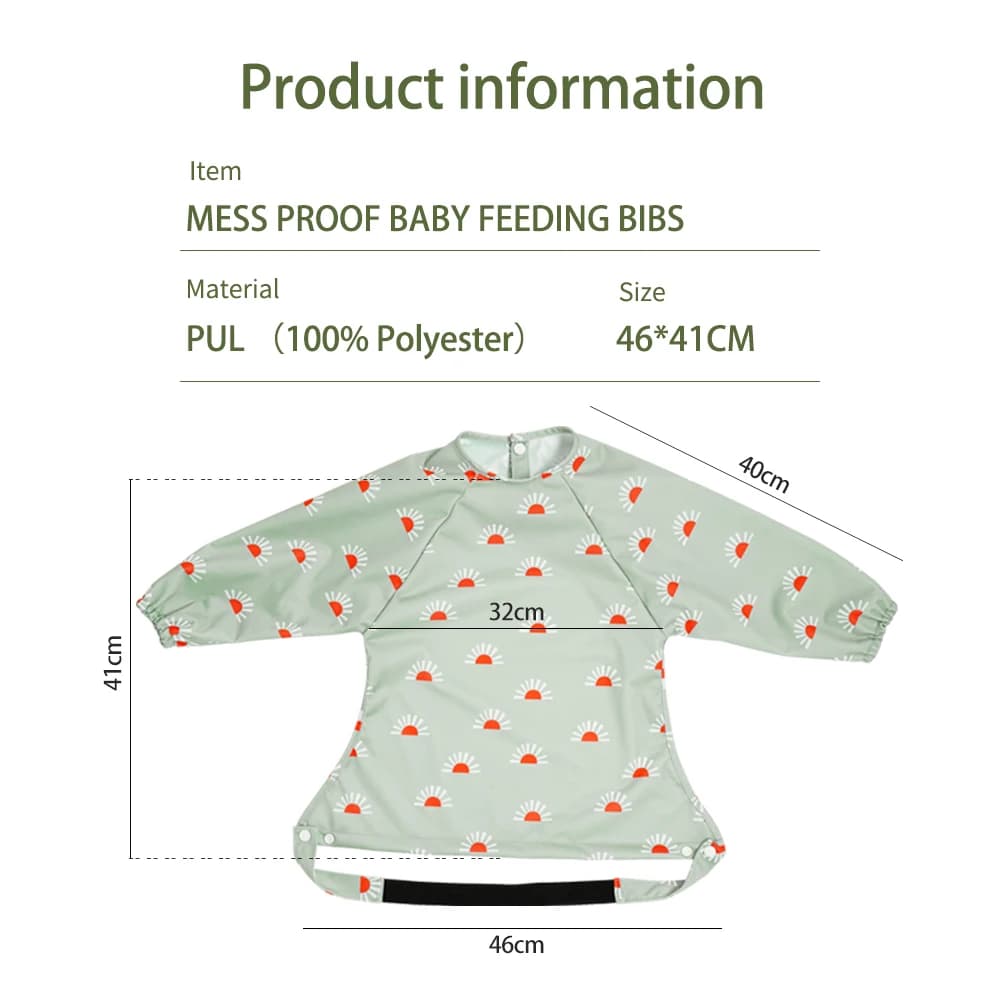 Elinfant-Bavoir en Polyester Imperméable à Manches sulfpour Bébé, Design lèvent à Pression Imprimés 