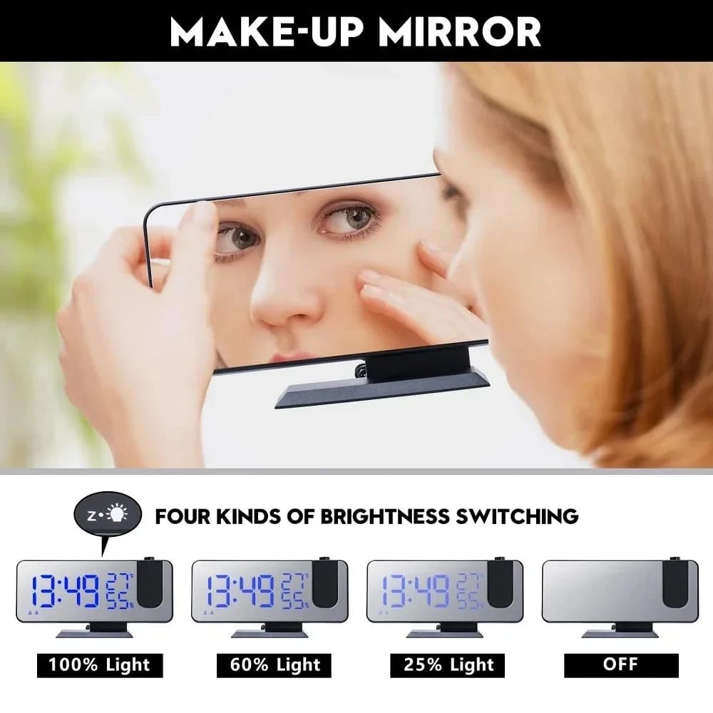 Réveils à Projection numérique LED, projecteur de plafond électronique USB, réveil avec Radio FM pou