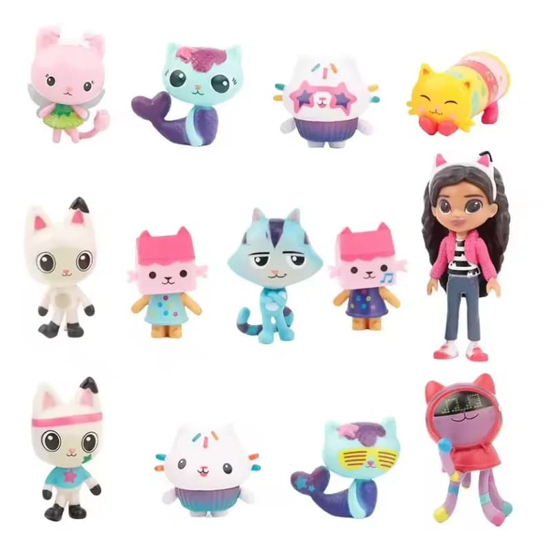 V1/2 13 pièces Gabby maison de poupée Figure jouet souriant voiture chat câlin Gaby fille poupées Me