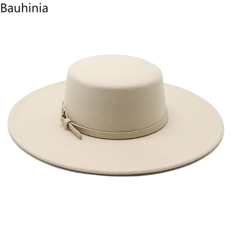 Bauhiniua – casquette en feutre de laine Fedoras Jazz, chapeaux d'église chauds et plats de 10CM à l