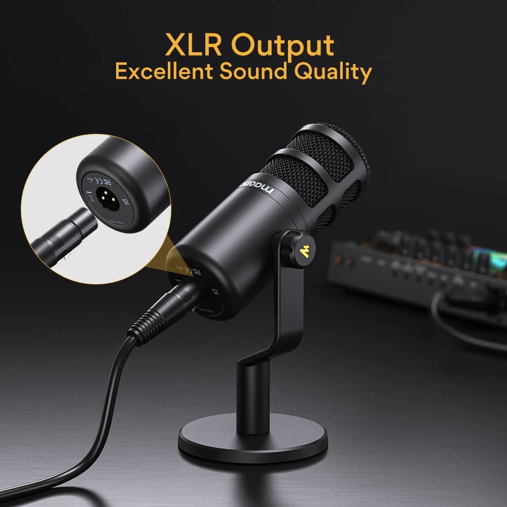 Microphone dynamique XLR pour PC Maono PD100, entièrement en métal, pour jeux, diffusion, enregistre