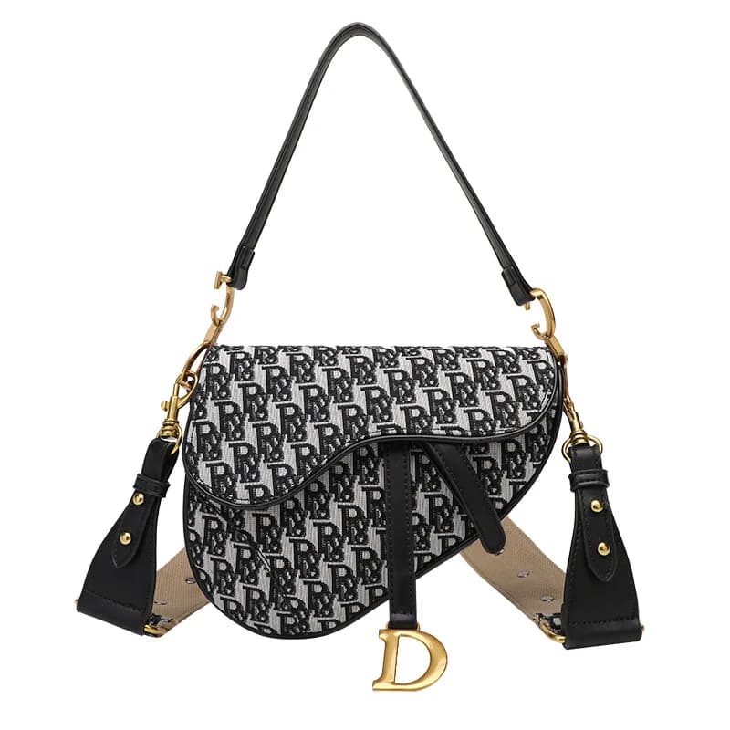 Sac à main en demi-cercle brodé irrégulier pour femmes, sac de selle à large bandoulière, asymétriqu