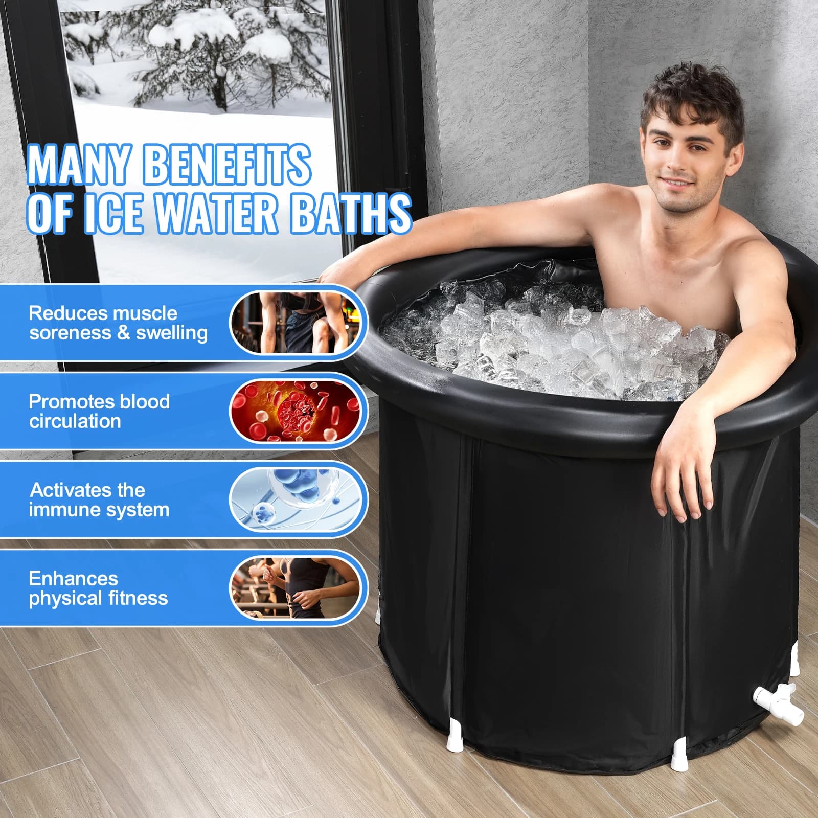 SucceBuy Baignoire à glace Terapia d'eau froide Baignoire plongeante pour athlètes Baril de glace ex