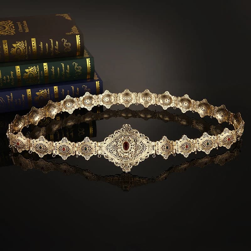 Ceinture algérienne couleur or pour femmes, Abaya marocain, bijoux de mariée, chaîne de taille arabe