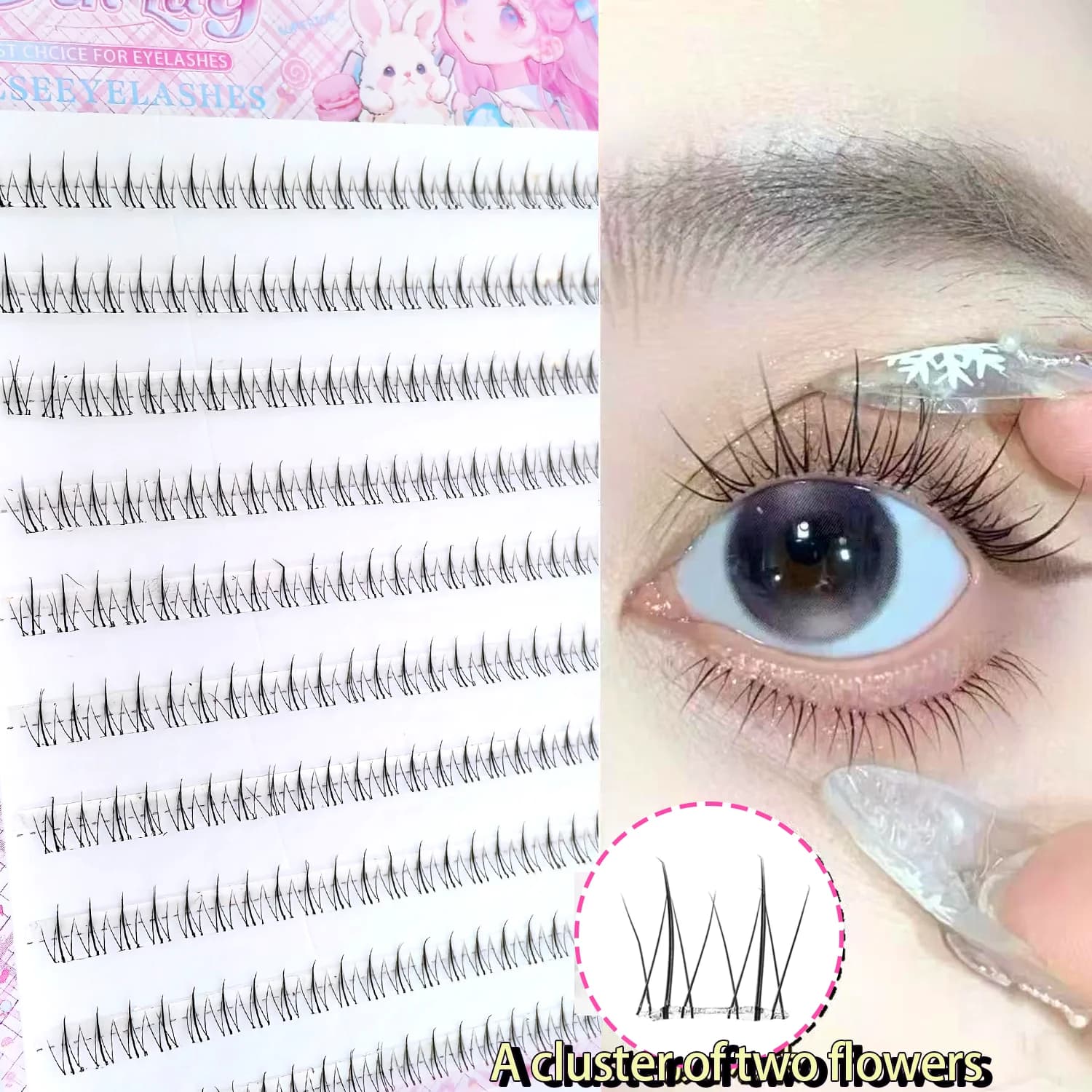 Faux cils inférieurs sans colle, effet naturel, sans dégâts de colle, application facile, idéal pour