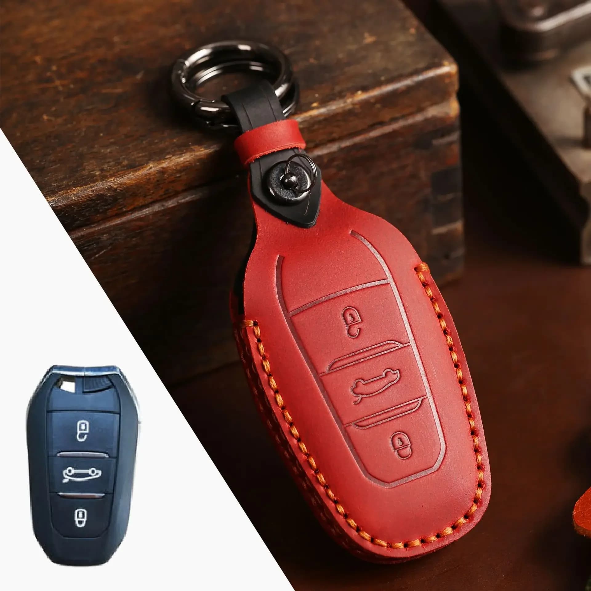 Porte-clés de voiture en cuir pour KIT, porte-clés, housse, accessoires, cristaux, C4, C4L, C6, 308,