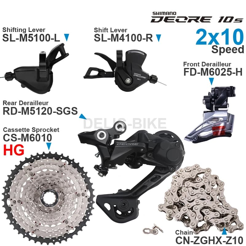SHIMANO DEORE M4100 M5100 2x10 vitesses groupe manettes de vitesse avant/arrière dérailleur et SUGEK