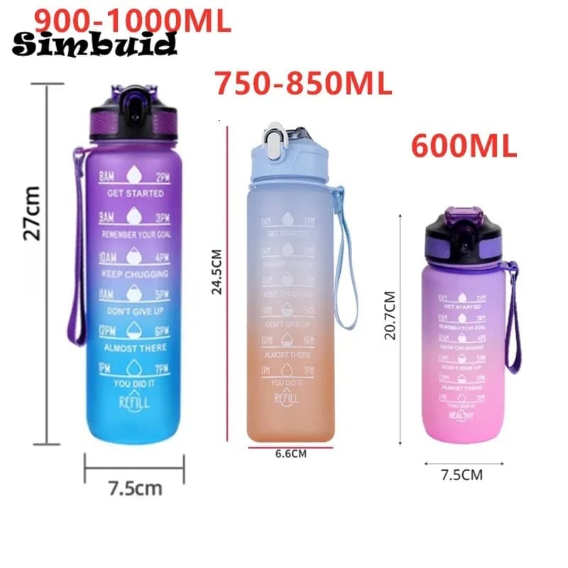 Bouteille d'eau de Sport de 600ML avec marqueur de temps, tasse anti-fuite, bouteille d'eau Portable