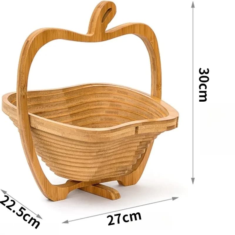 Panier à fruits pliable en forme de pomme, poignée créative en bambou, assiettes à fruits de salon, 