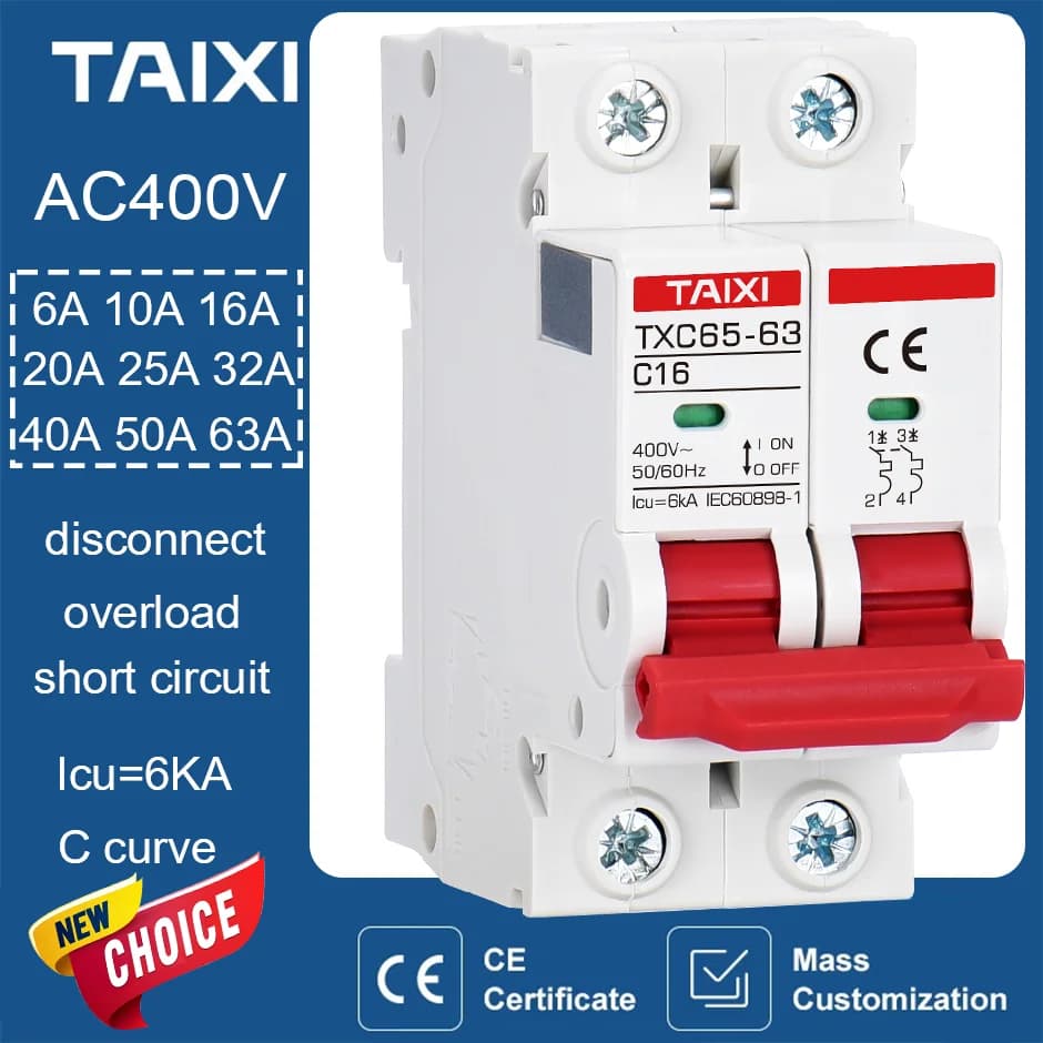 Disjoncteur 6A 10A 16A 20A 32A 40A 63A 6KA, Protection contre les surcharges et les courts-circuits,
