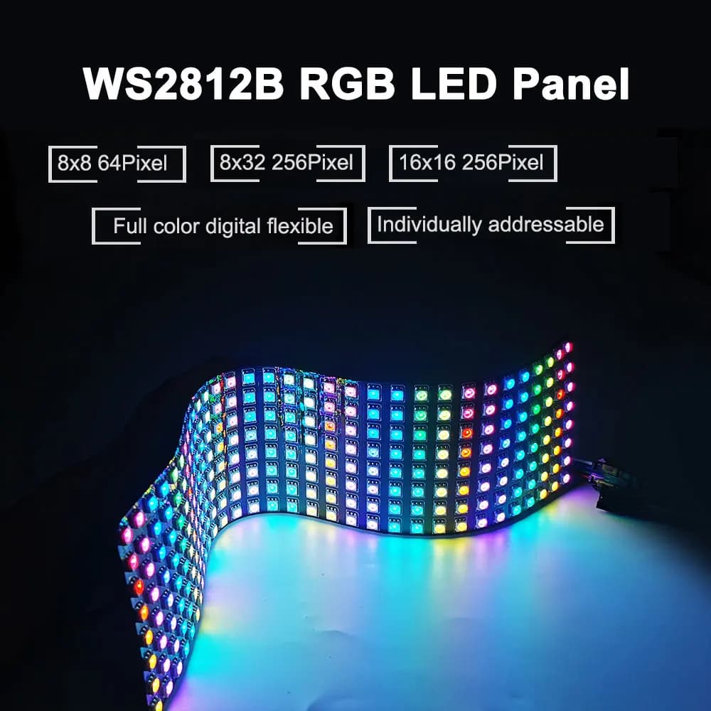 Panneau LED adressable individuellement DC5V WS2812B, module d'écran matriciel numérique flexible RG