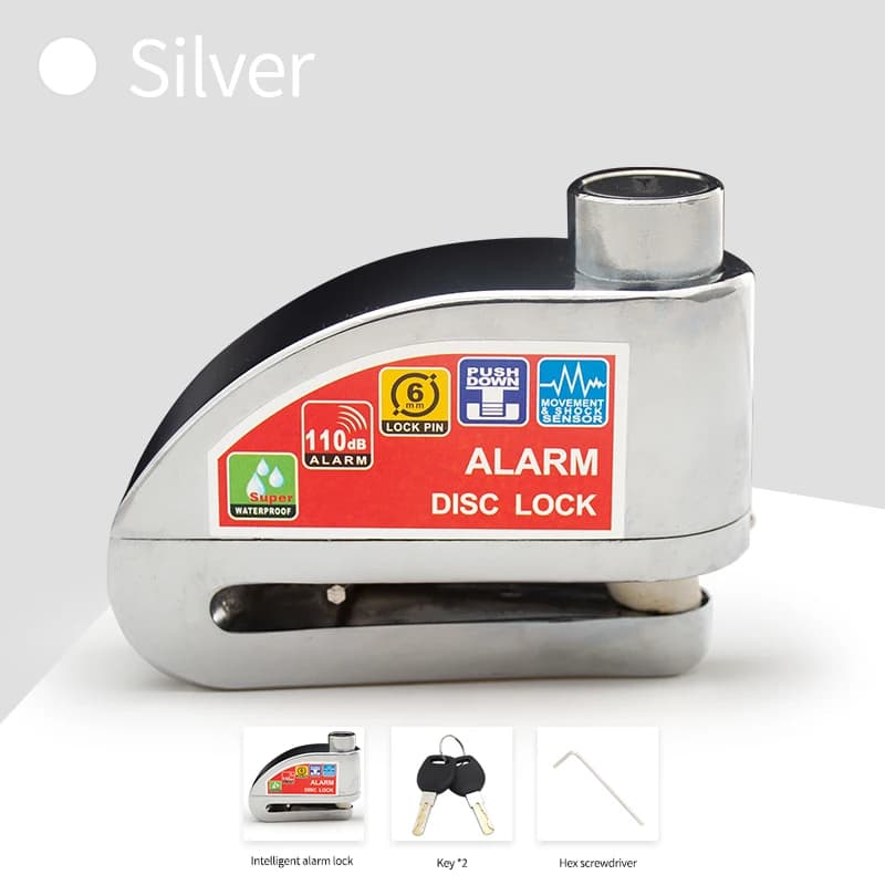 Antivol de moto et vélo avec alarme, protection de sécurité, cadenas de disque en alliage d'aluminiu