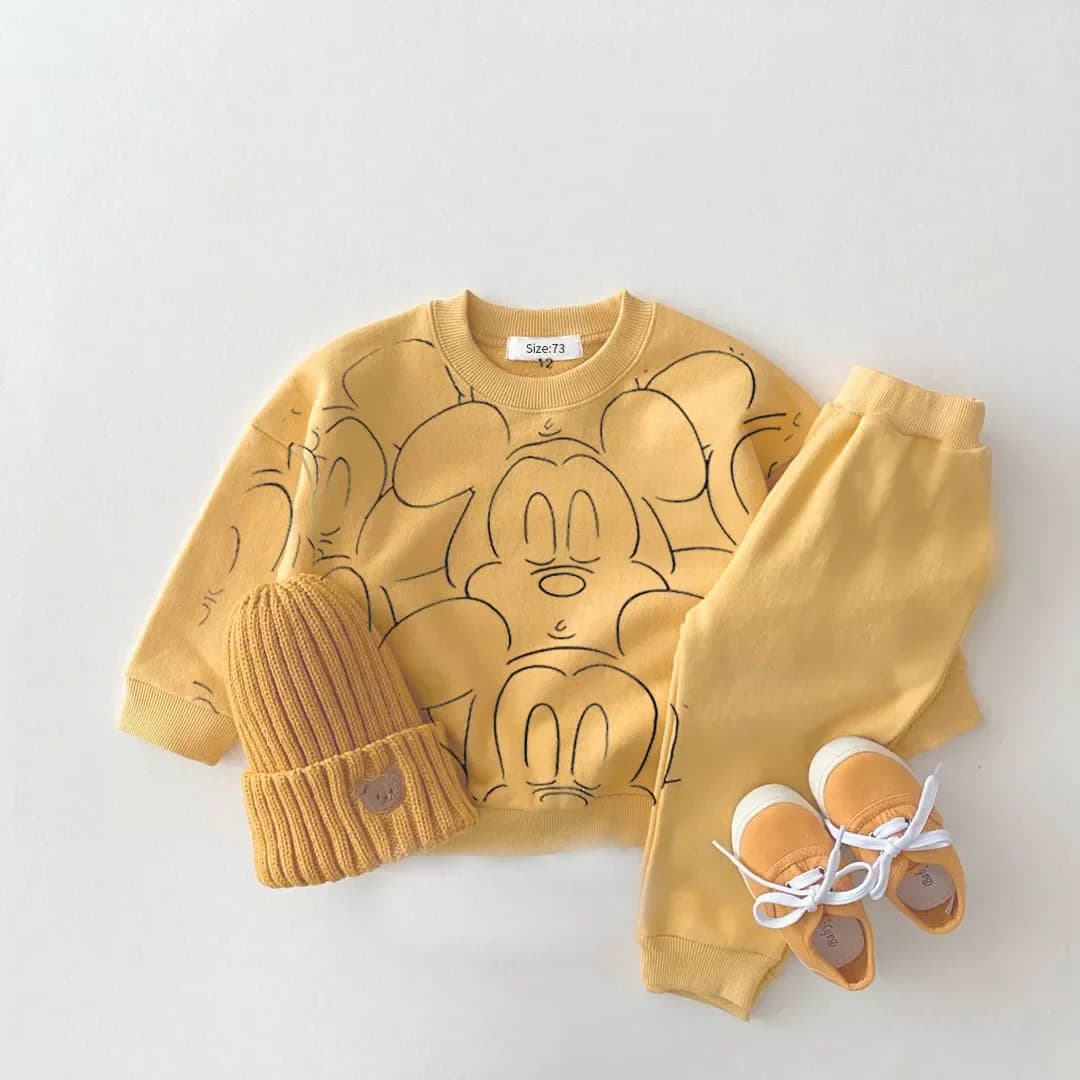 Survêtement de dessin animé pour bébé garçon et fille, ensemble t-shirt et objectifs College, décont