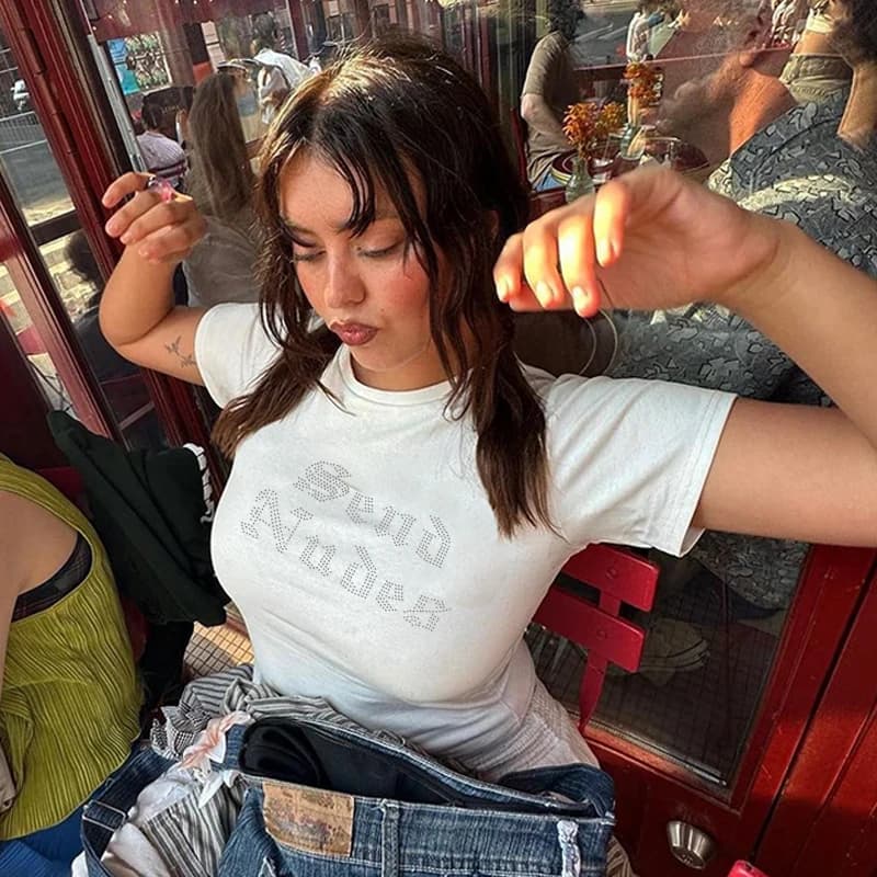 T-shirt à manches courtes avec lettre biscuits pour bébé, haut court sexy pour filles, t-shirts grap