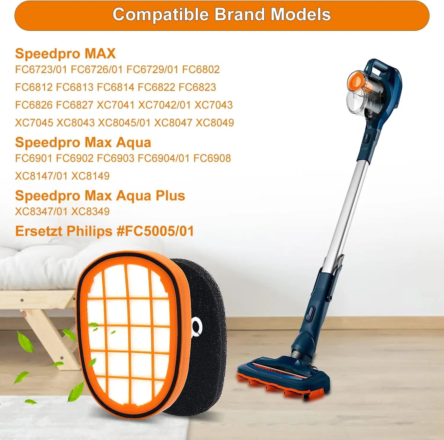 Paquet de 4 filtres pour aspirateur à main Philips SpeedPro Max Aqua FC6812 FC6813 FC6822 FC5005/01 