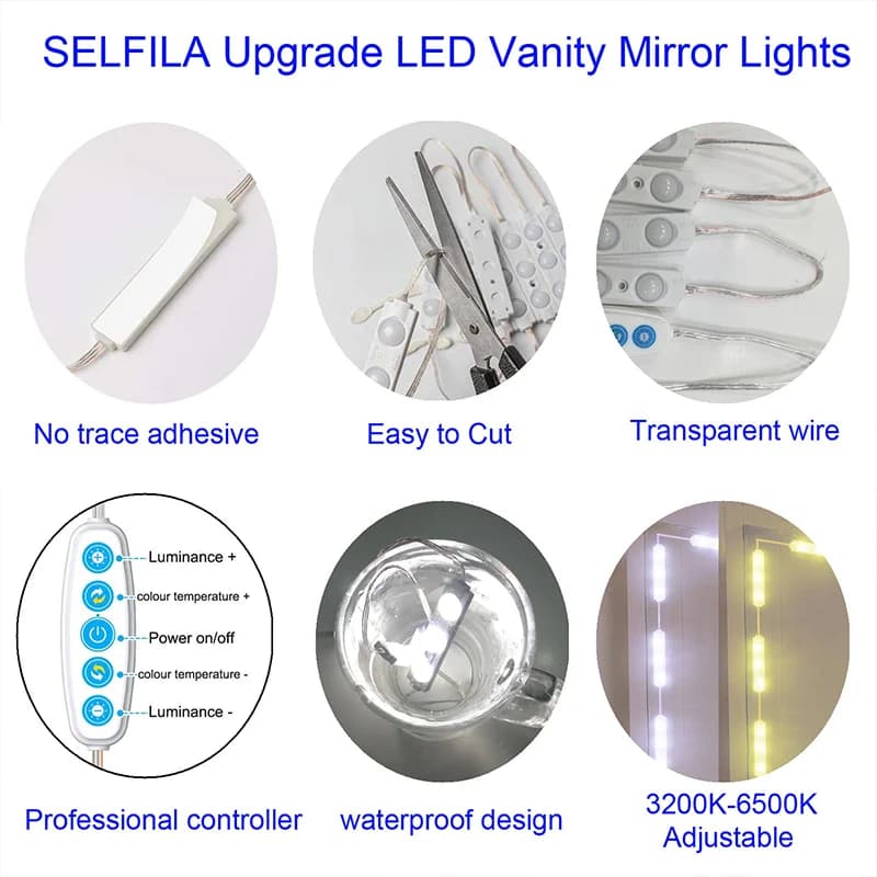 Miroir de maquillage ampoule LED lumières de vanité USB 5V salle de bain coiffeuse éclairage réglabl