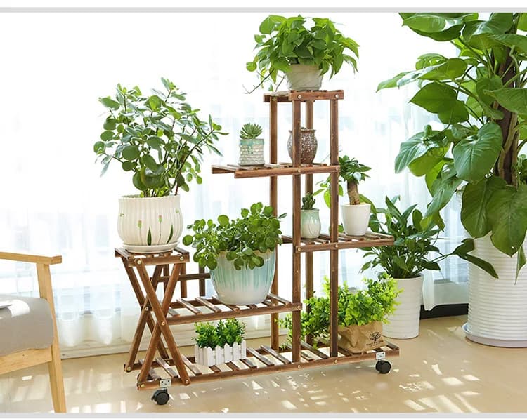 Support de fleurs de balcon en bois massif, support de plantes succulentes pour salon, support de bo