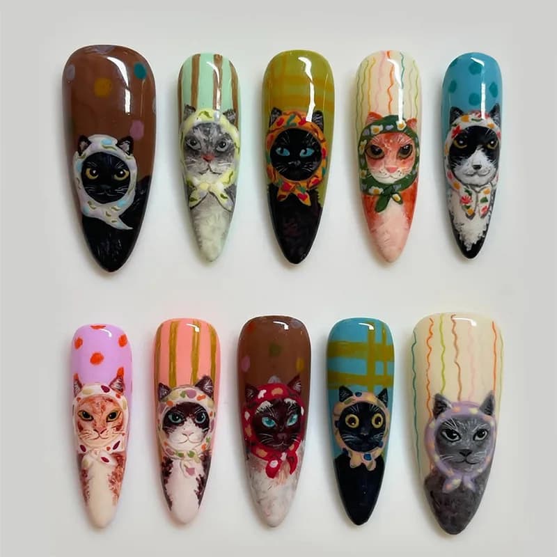 24 pièces longues amande presse sur ongles Anime modèle couverture complète ongles conseils ornement