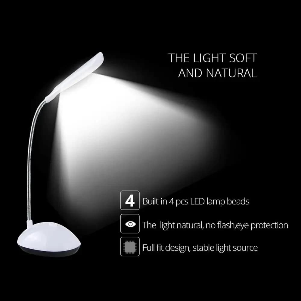 Lampe de lecture de Table Flexible à lumière LED Portable, alimentée par batterie, Protection des ye